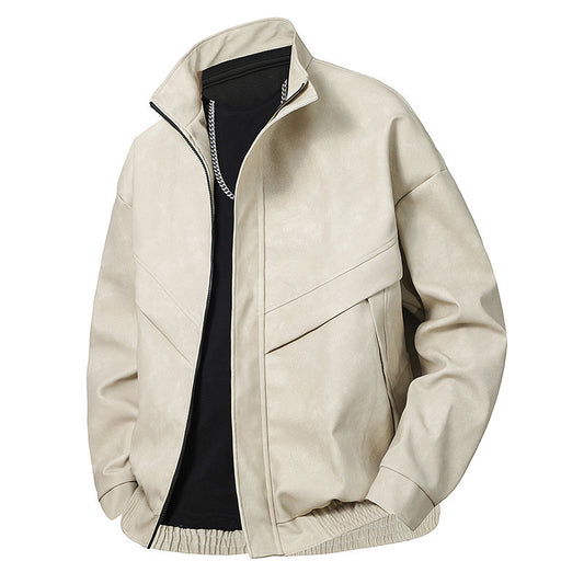 All-Matching Slim Fit Leather Coat – Handsome Men’s Outerwear