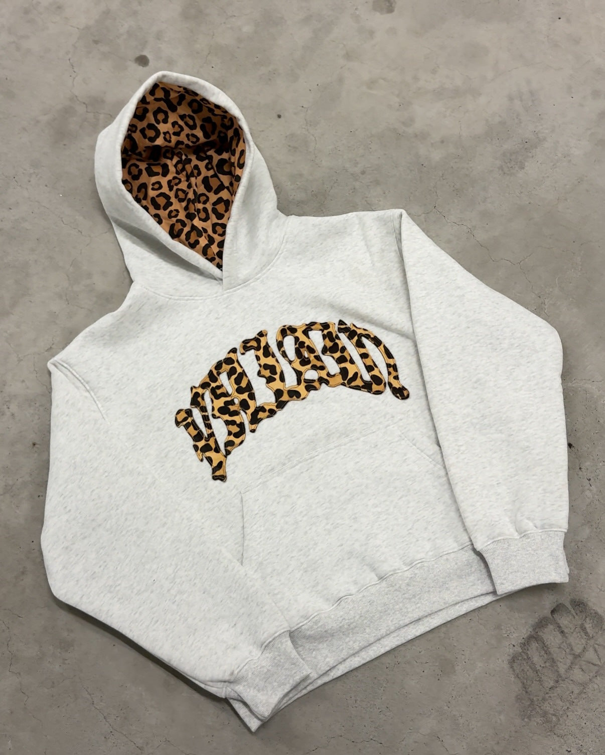 Leopard Print Letter Embroidery Hoodie – Street Casual Unisex Sweatshirt