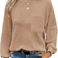 Women's Waffle Knit Top Long Sleeve Crew Neck Casual