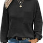 Women's Waffle Knit Top Long Sleeve Crew Neck Casual