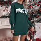 Women's Christmas Knitted Round Neck Sweater Dresses Lantern Sleeve Pullover Sheath Dress Elegant Loose New Year Party Dresses Fall Winter Knitted Sweater Jumper