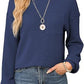 Women's Waffle Knit Top Long Sleeve Crew Neck Casual