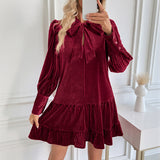Elegant Velvet Dress European And American Evening Party Women