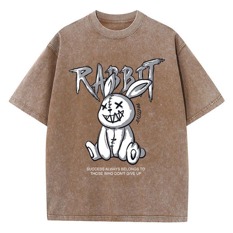 Cute Rabbit Print T-shirt Breathable T-shirt Streetwear
