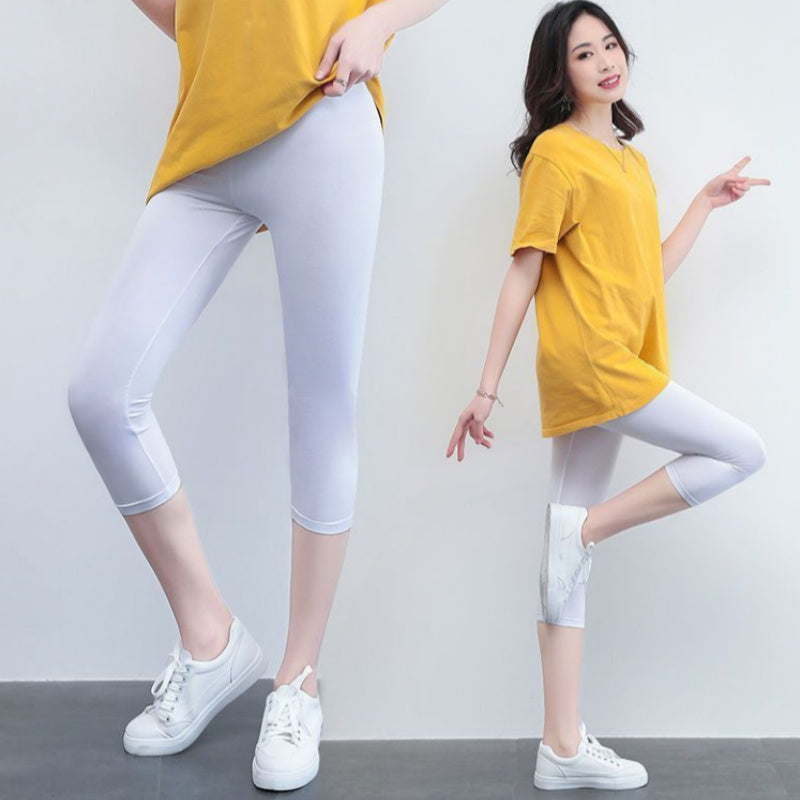 Summer Wear Solid Color Cropped Pants