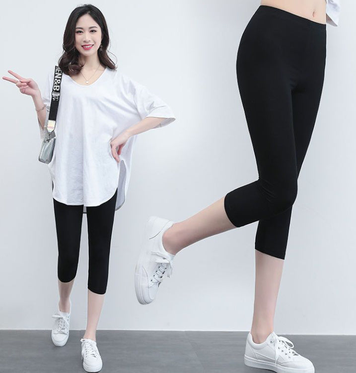 Summer Wear Solid Color Cropped Pants